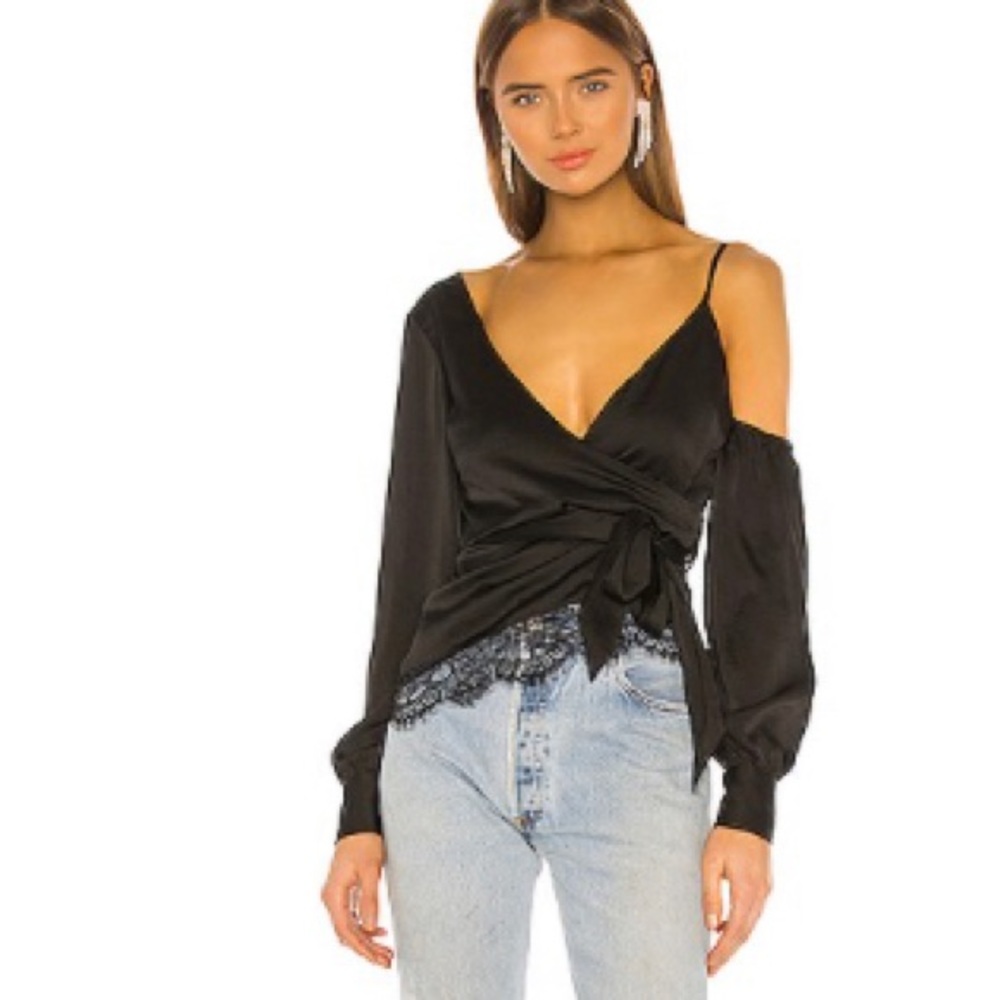 Black Silk Lace Trip Top
